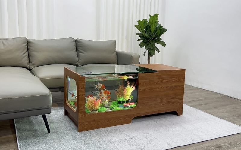 Bàn sofa bể cá tiêu chuẩn màu cánh gián thương hiệu AquaP 