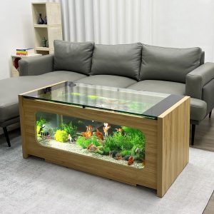Bàn trà bể cá Aquap cao cấp VIP1 màu vàng sồi