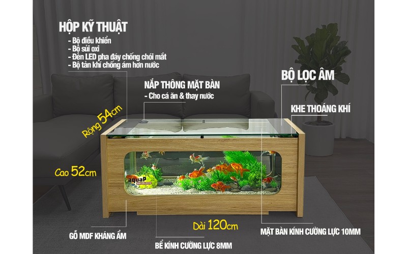 Cấu tạo bàn hồ cá AQUAP VIP1, VIP2